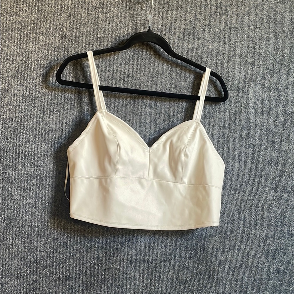 Vivid of NY.  Cream Crop Bustier Tank Top Sz Xl